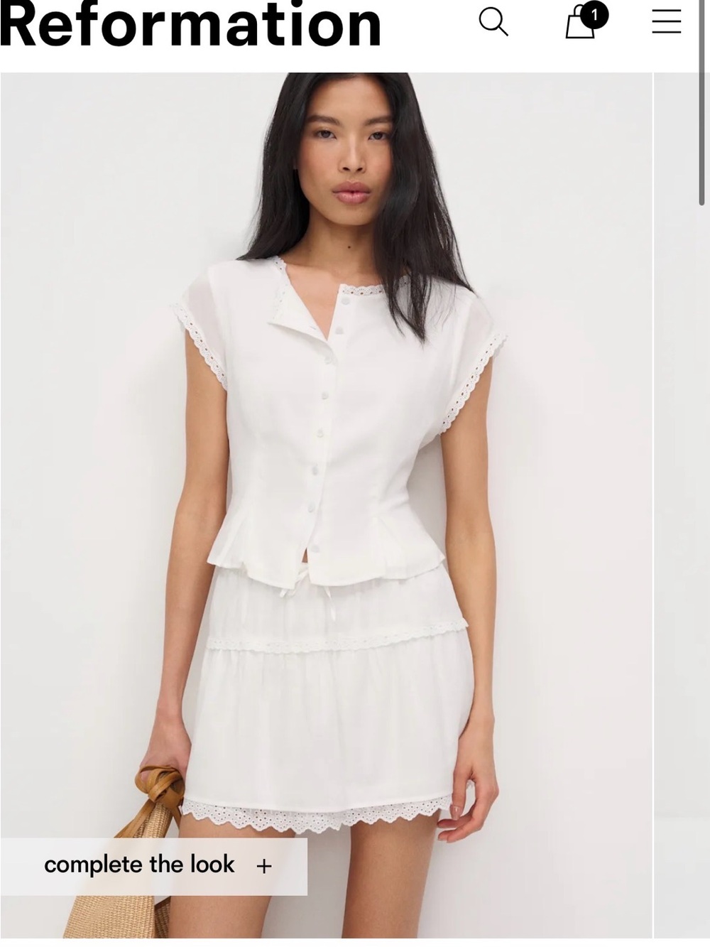 Reformation White Valetta Skirt Set